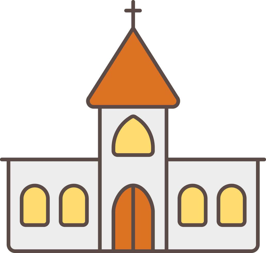 färgrik kyrka byggnad ikon i platt stil. vektor