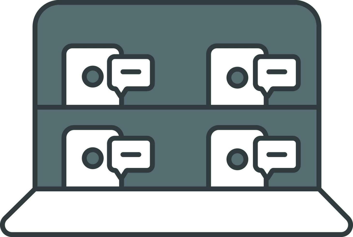 grå och vit Färg grupp video chatt i bärbar dator ikon. vektor