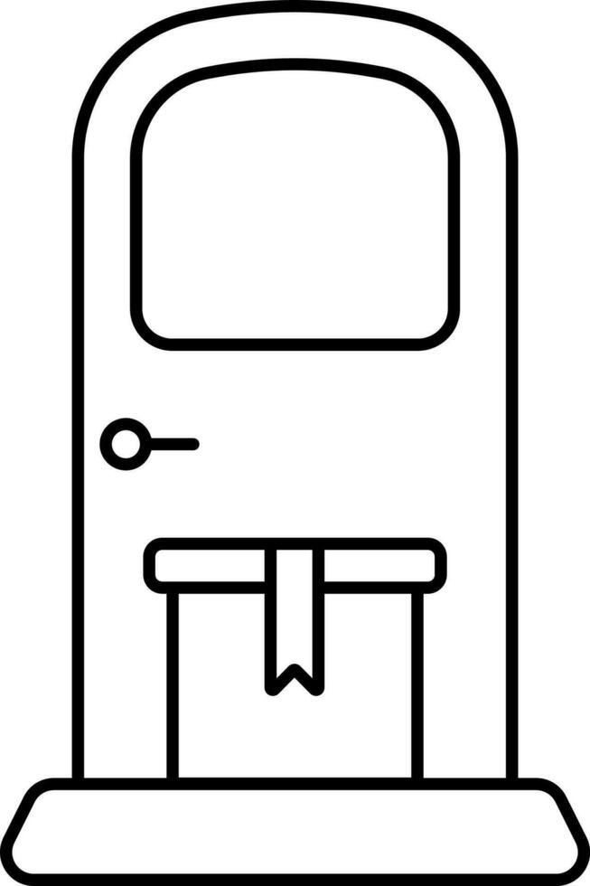 svart stroke leverans låda på dörr ikon i platt stil. vektor