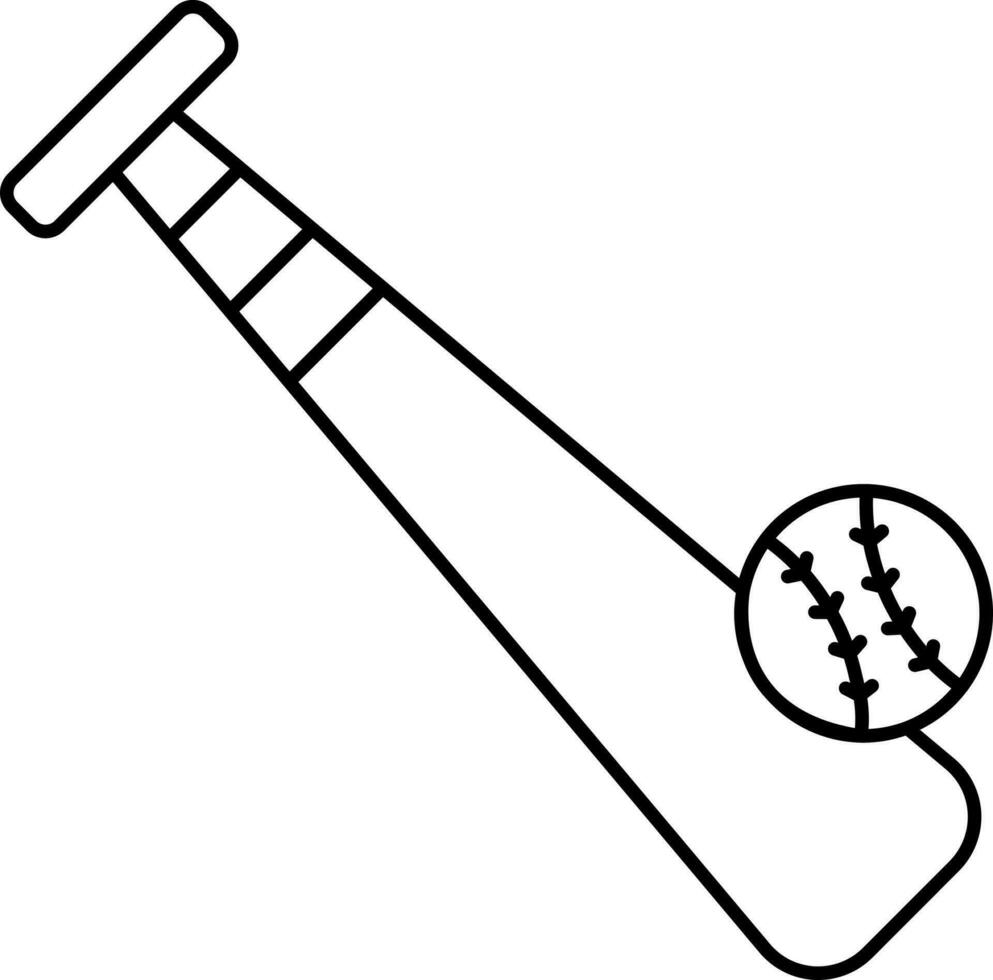 Baseball Schläger und Ball Symbol im schwarz Linie Kunst. vektor