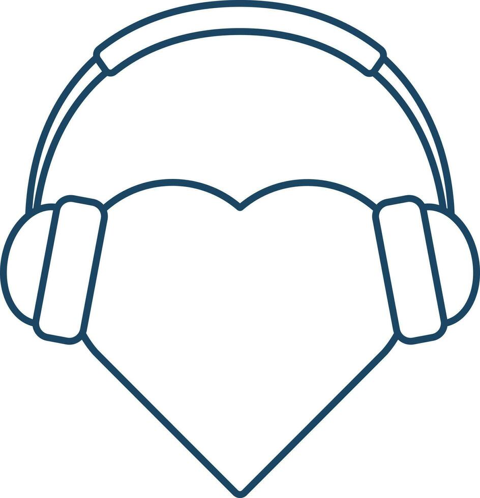 Illustration von Herz mit Kopfhörer Musik- Symbol im Linie Kunst. vektor