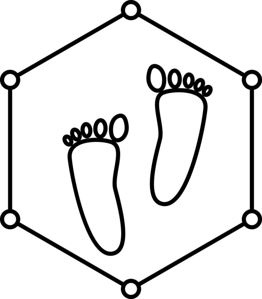 schwarz Schlaganfall Molekül von Fuß Symbol oder Symbol. vektor