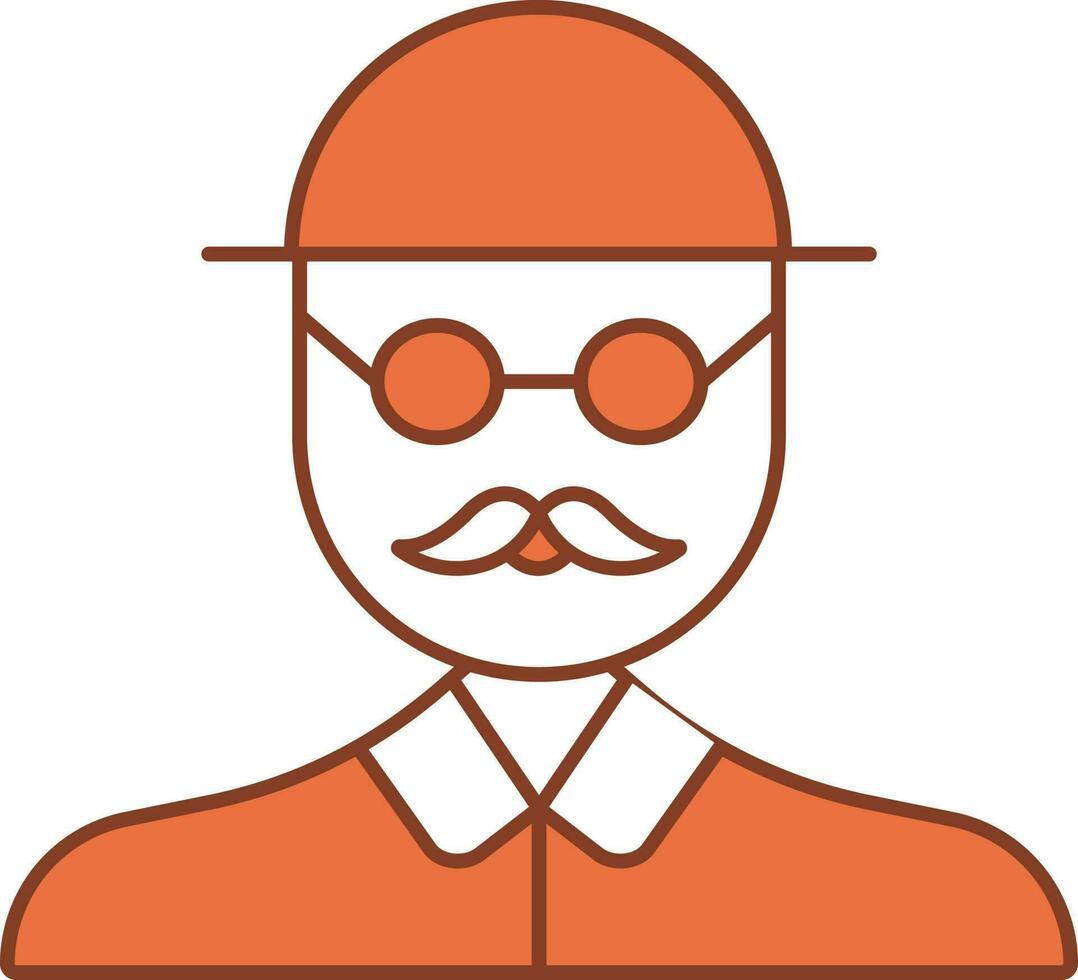 Schnurrbart Mann Symbol im Orange und Weiß Farbe. vektor