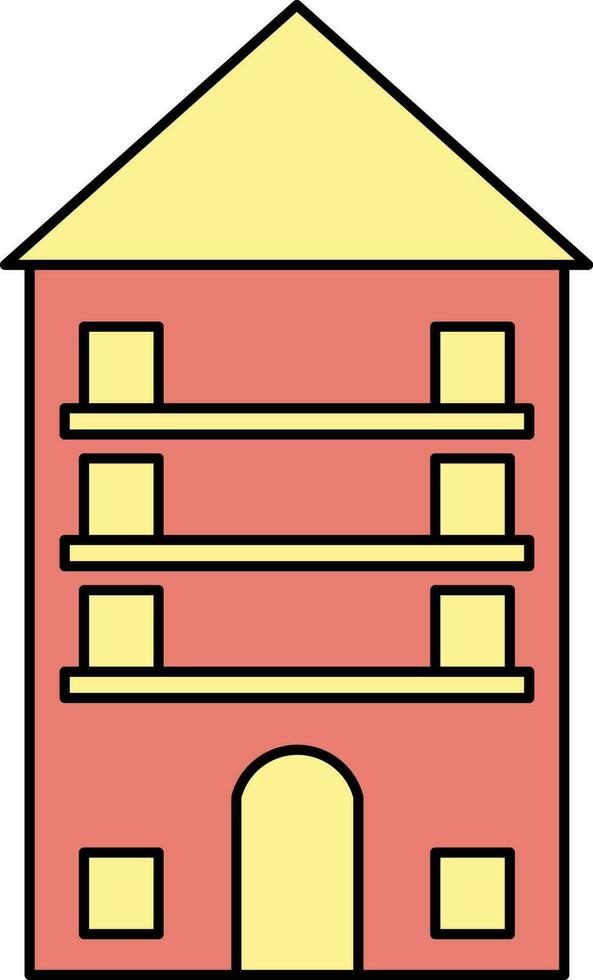 Haus Gebäude Symbol im rot und Gelb Farbe. vektor