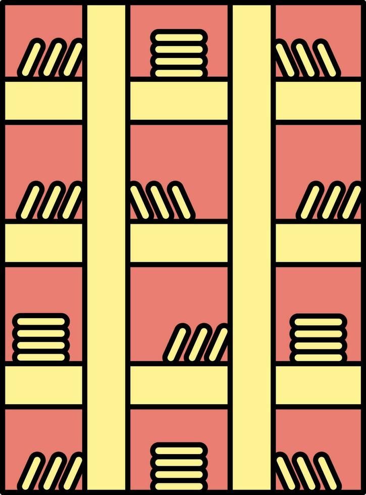 Bücherregal Symbol im rot und Gelb Farbe. vektor