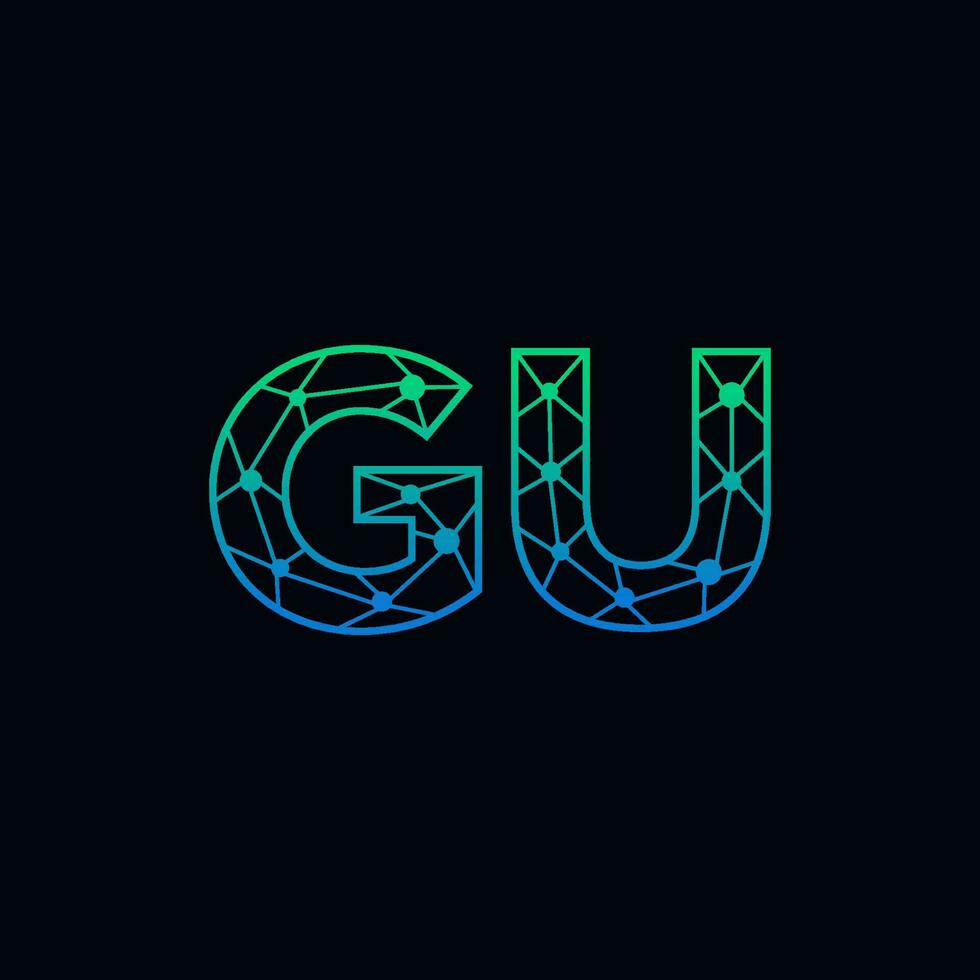 abstrakt Brief gu Logo Design mit Linie Punkt Verbindung zum Technologie und Digital Geschäft Unternehmen. vektor