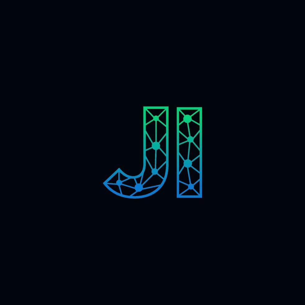 abstrakt brev ji logotyp design med linje punkt förbindelse för teknologi och digital företag företag. vektor