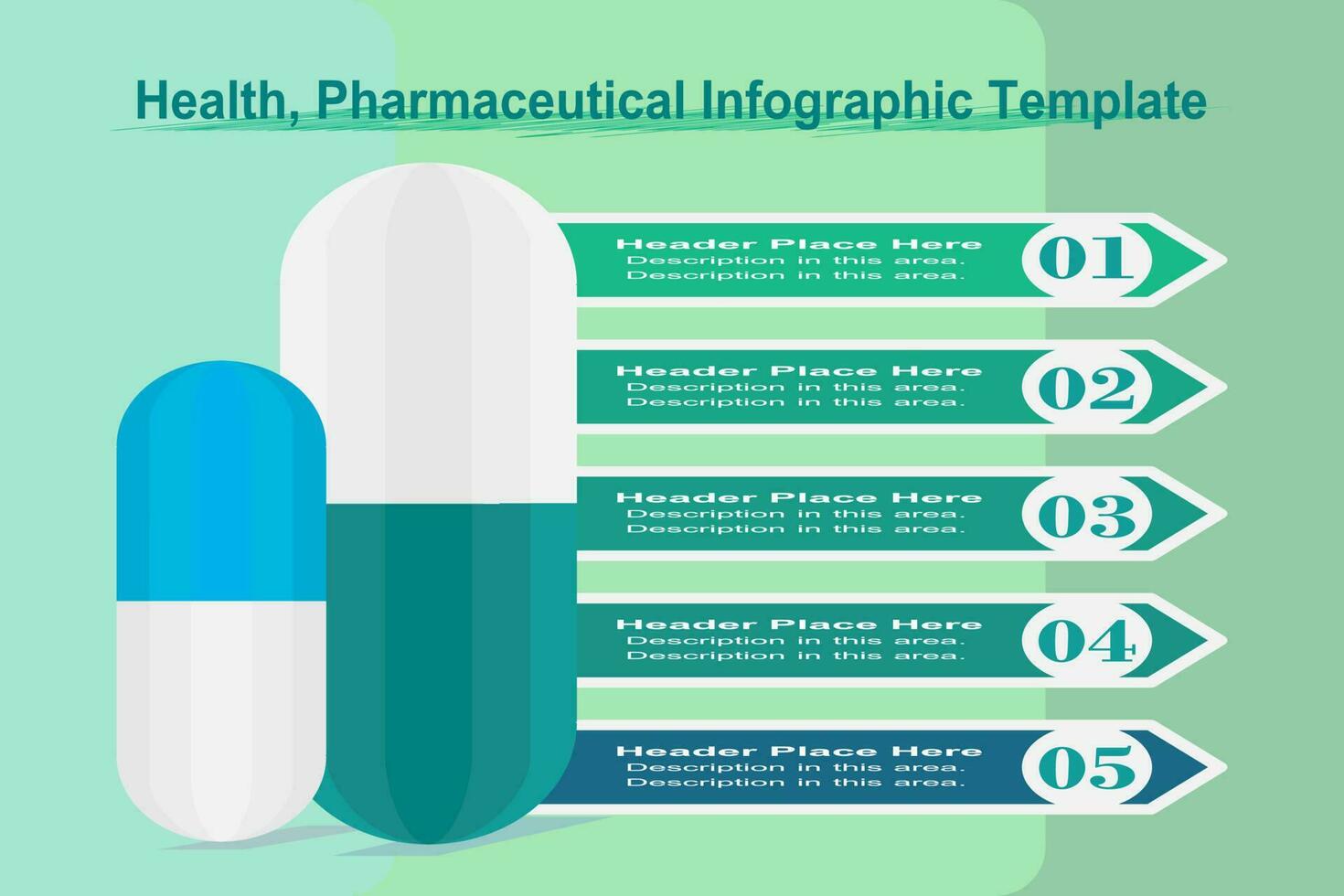 klar, sauber, schön Gesundheit Geschäft Infografik. Kapsel, Pille, Tablette, Medizin Symbol. Grün und Blau Ton. vektor