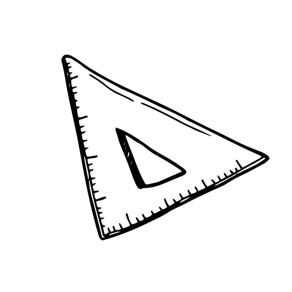 triangulär. linjal. klotter vektor bild. isolerat över vit bakgrund.