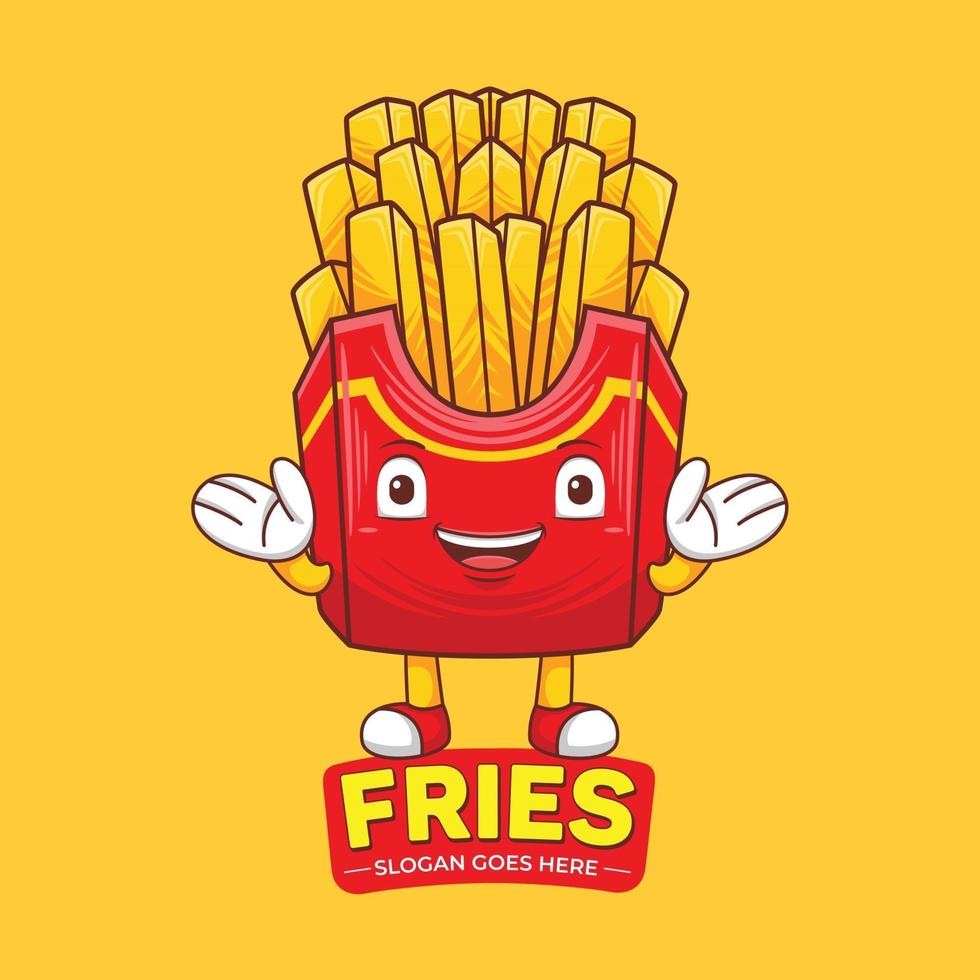 Pommes Frites Maskottchen Logo Vektor im flachen Design-Stil