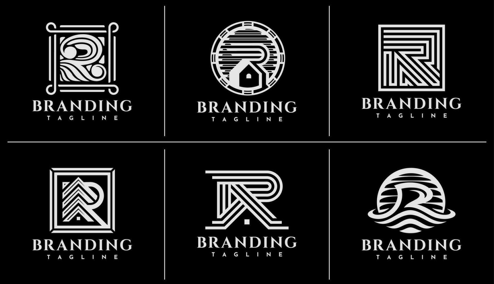 einstellen von Linie Geschäft Brief r Logo Design. Luxus Unternehmen Initiale r Logo Marke. vektor
