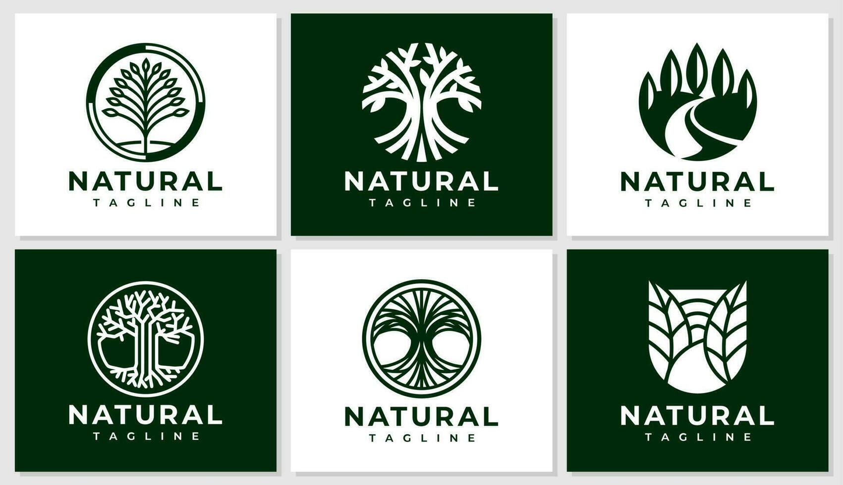 minimalistisk linje växt träd logotyp design uppsättning. modern geometrisk naturlig träd logotyp. vektor