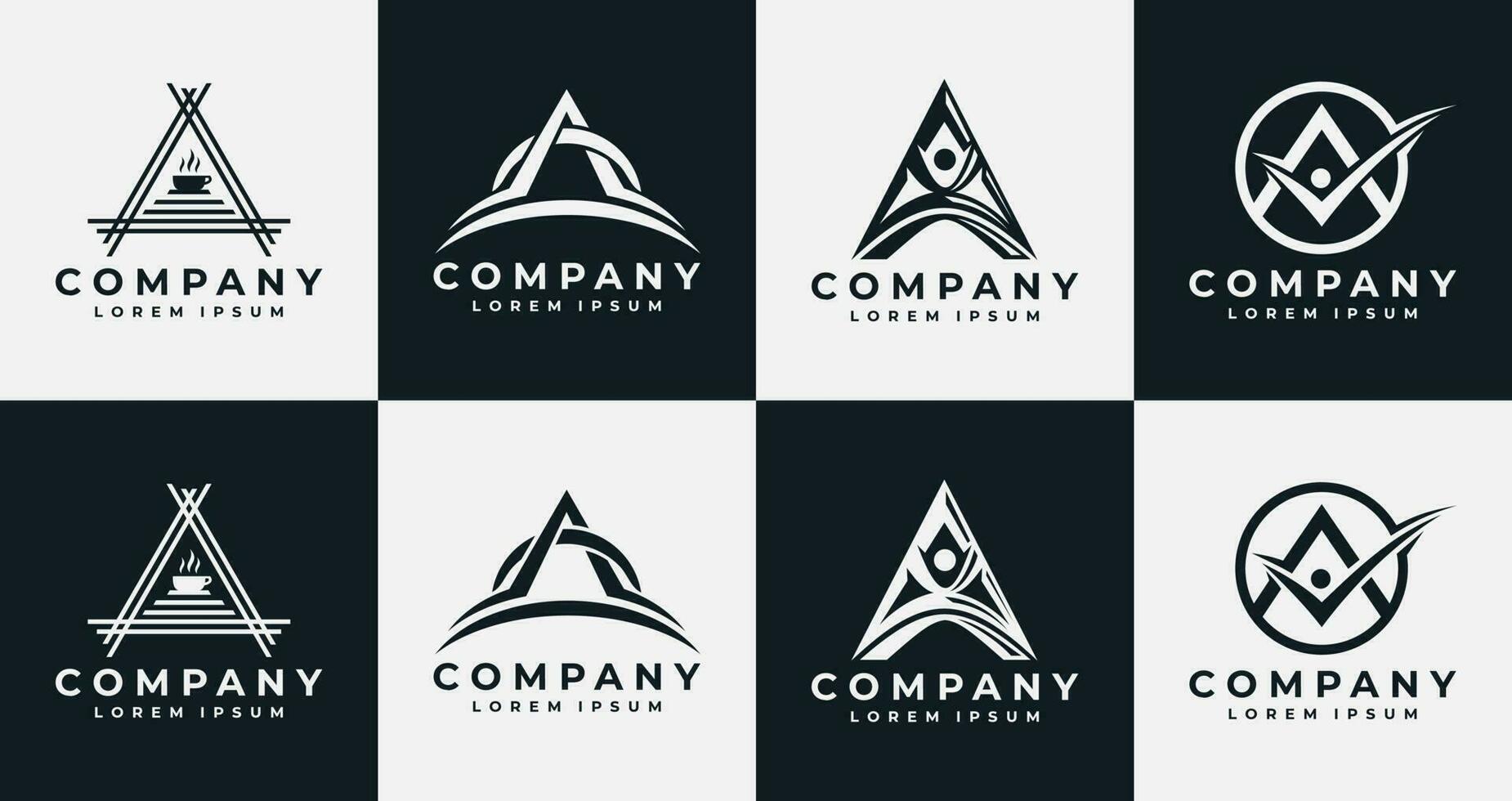 uppsättning av abstrakt brev en logotyp design. modern företag första en logotyp branding vektor