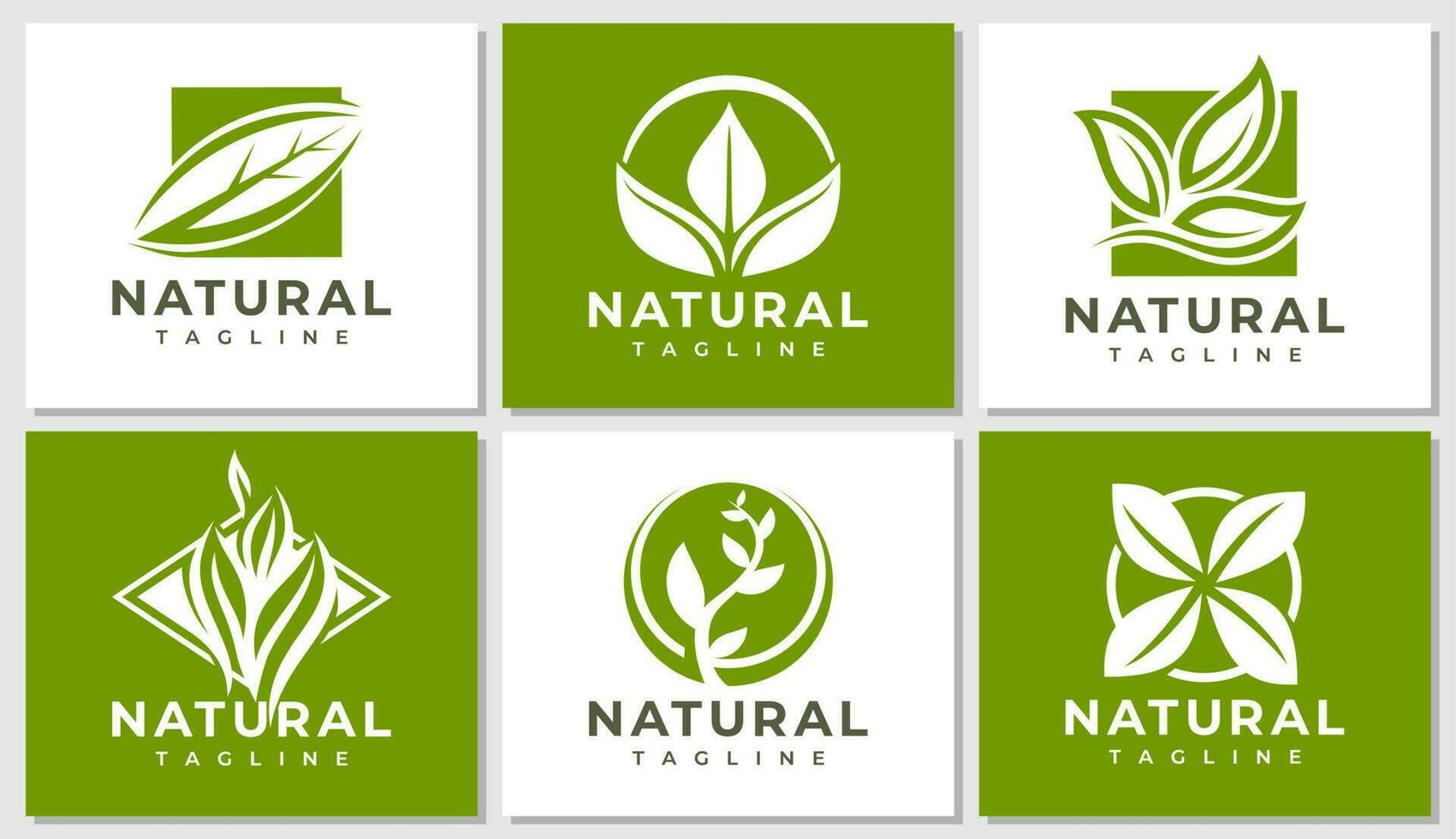 uppsättning av abstrakt naturlig blad växt logotyp design. enkel organisk vegan blad logotyp. vektor