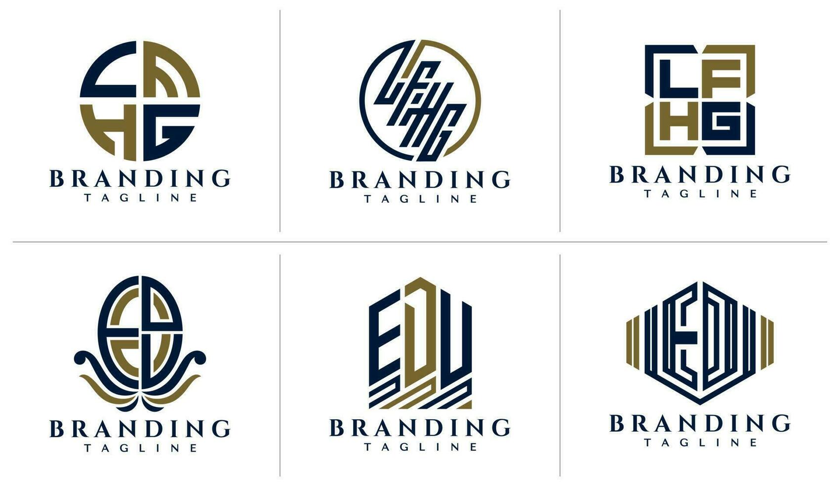 Luxus Linie Brief lfhg und edv Logo Design. modern Initiale lfhg und edv Marke. vektor