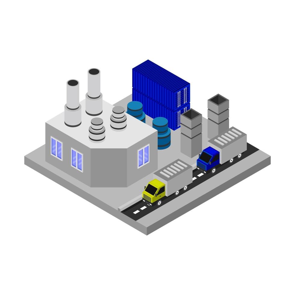 isometrische Industrie auf weißem Hintergrund vektor