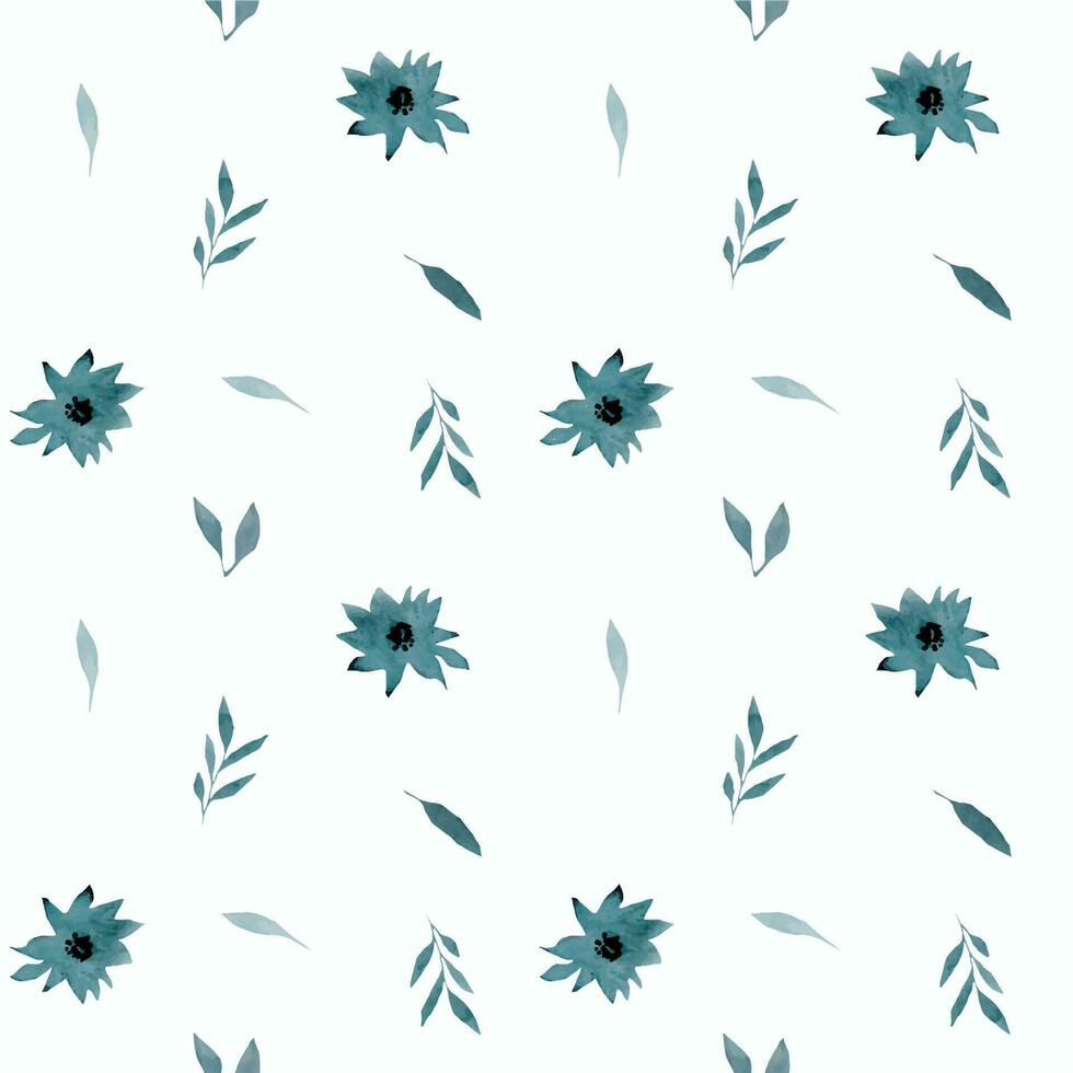 sömlös mönster med blommor. bakgrund med blå vattenfärg blommor. svartvit blommor bakgrund. botanisk illustration minimal stil. vattenfärg blommor för utskrift på vykort. vektor