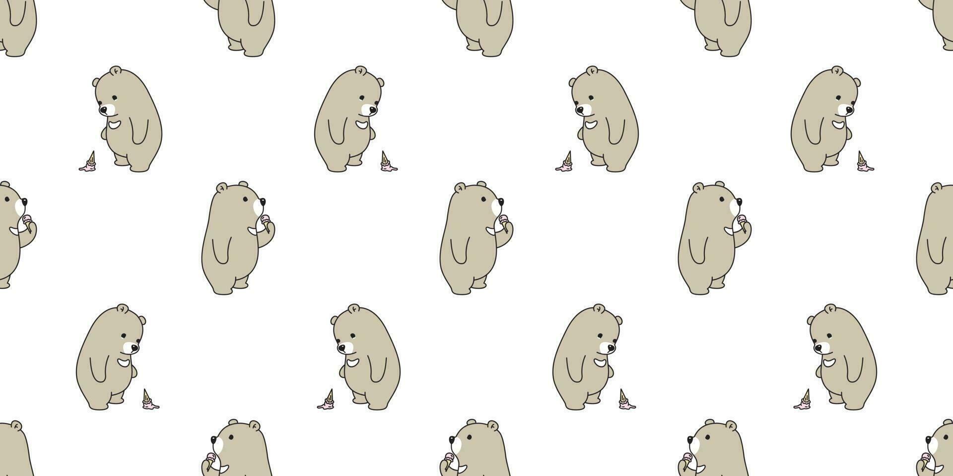 Bär nahtlos Muster Vektor Polar- Bär Eis Sahne Karikatur isoliert Fliese Hintergrund wiederholen Hintergrund