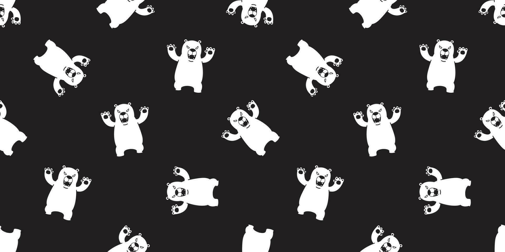 Bär nahtlos Muster Polar- Bär Vektor Schal isoliert Panda Teddy Karikatur Illustration Hintergrund wiederholen Hintergrund schwarz