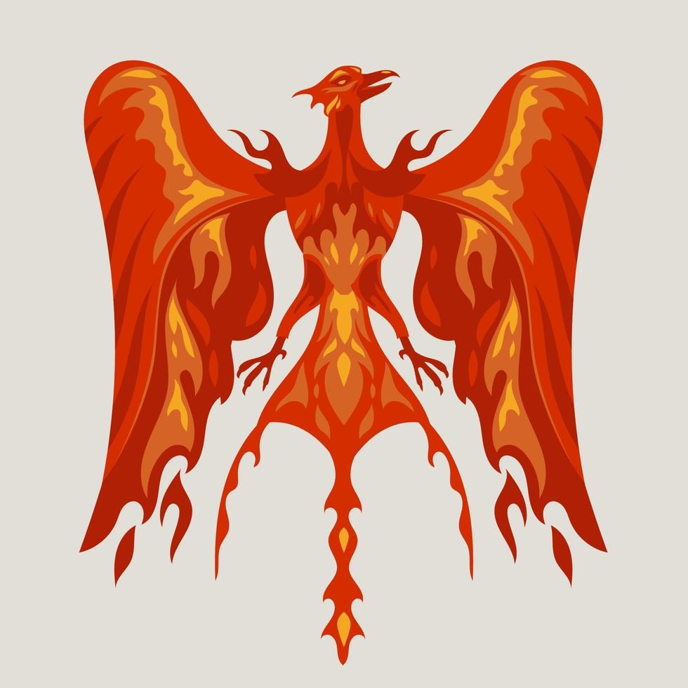 Red Phoenix Maskottchen Charakter Logo Design mit Feuereffekt vektor