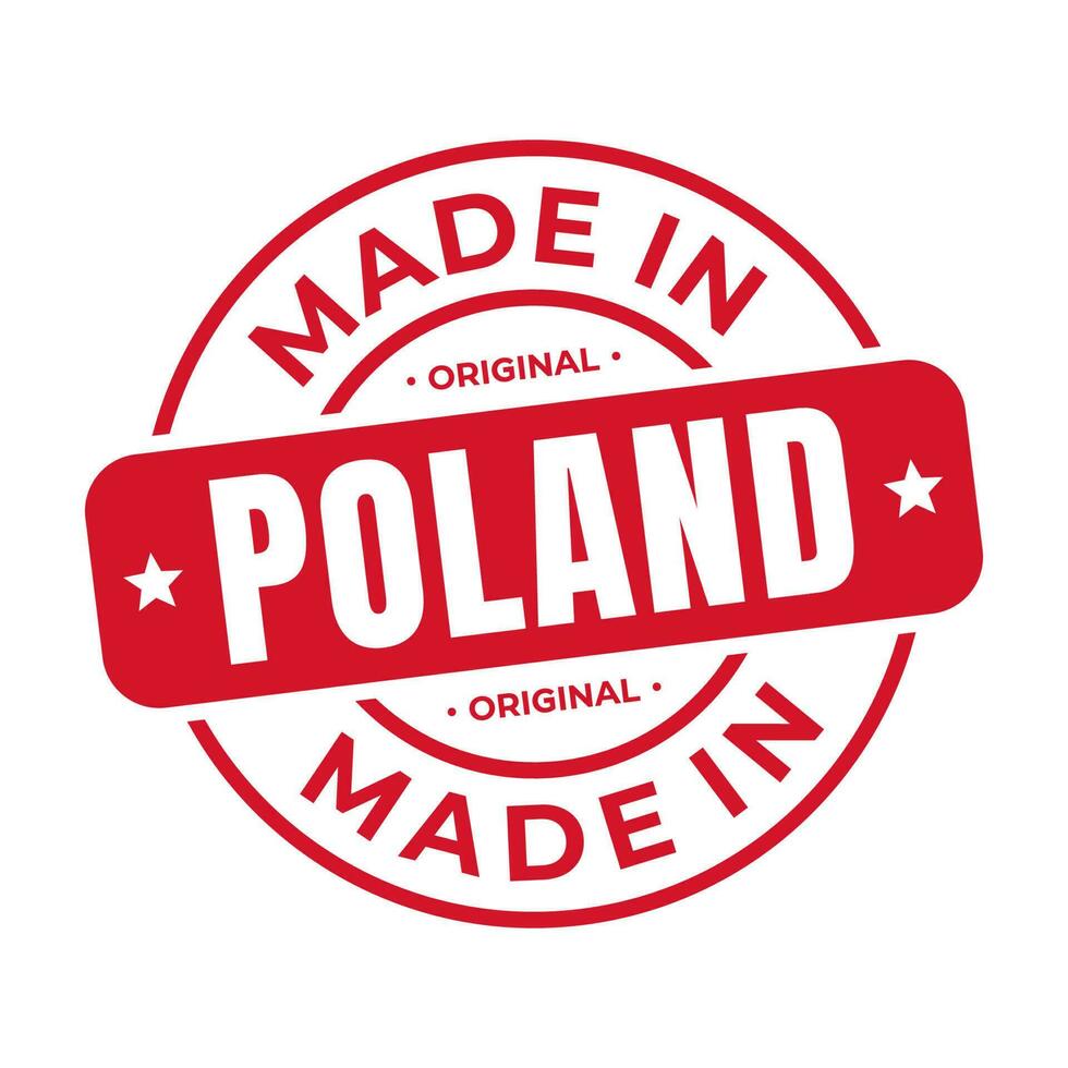 tillverkad i polen stämpel logotyp ikon symbol design. täta nationell original- produkt bricka. vektor illustration