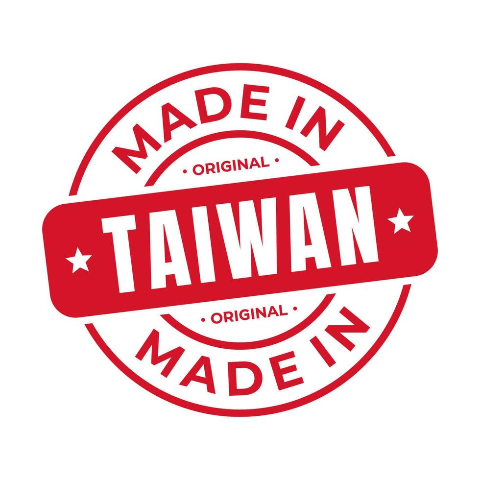 gemacht im Taiwan Briefmarke Logo Symbol Symbol Design. Siegel National Original Produkt Abzeichen. Vektor Illustration