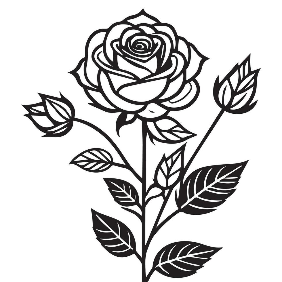 ein Rose Vektor Clip Art Linie Kunst, ein Linie Kunst Vektor Silhouette.