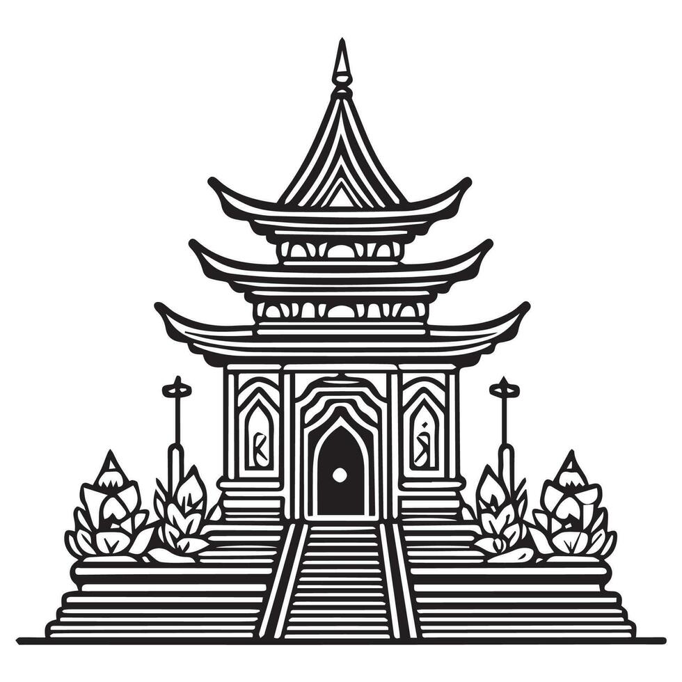 tempel vektor silhuett illustration, detta är en tempel vektor