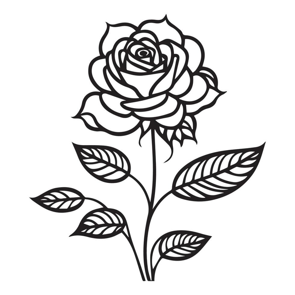 ein Rose Vektor Clip Art Linie Kunst, ein Linie Kunst Vektor Silhouette.