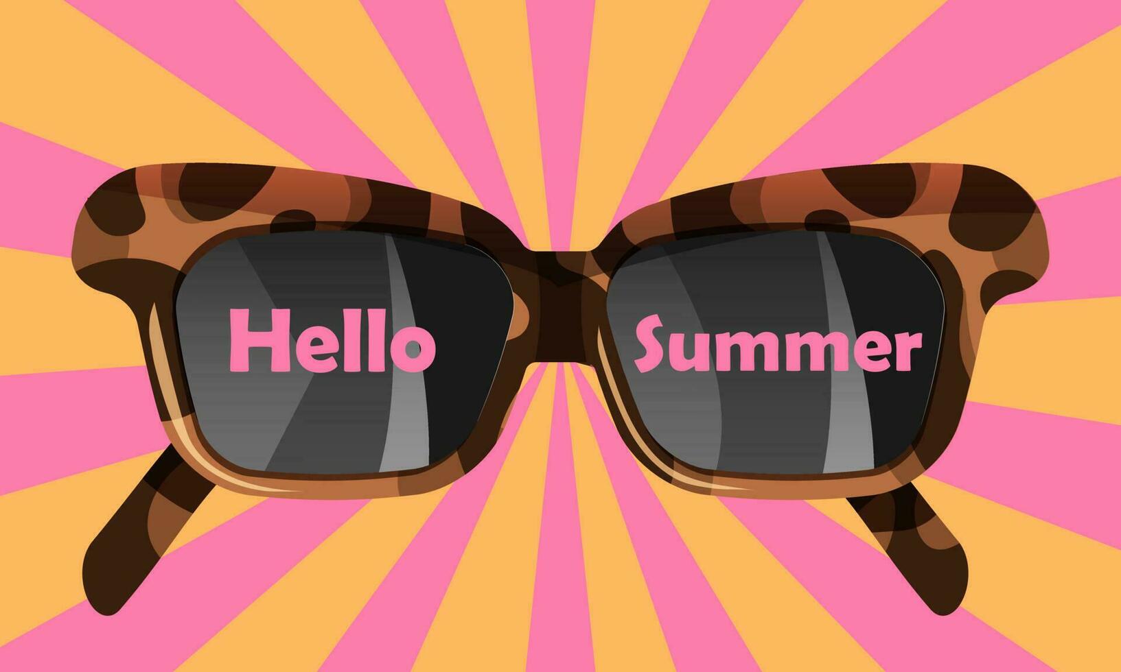 Banner mit Leopard Sonne Brille mit Text Hallo, Sommer. Jahrgang Hintergrund mit Linien vektor