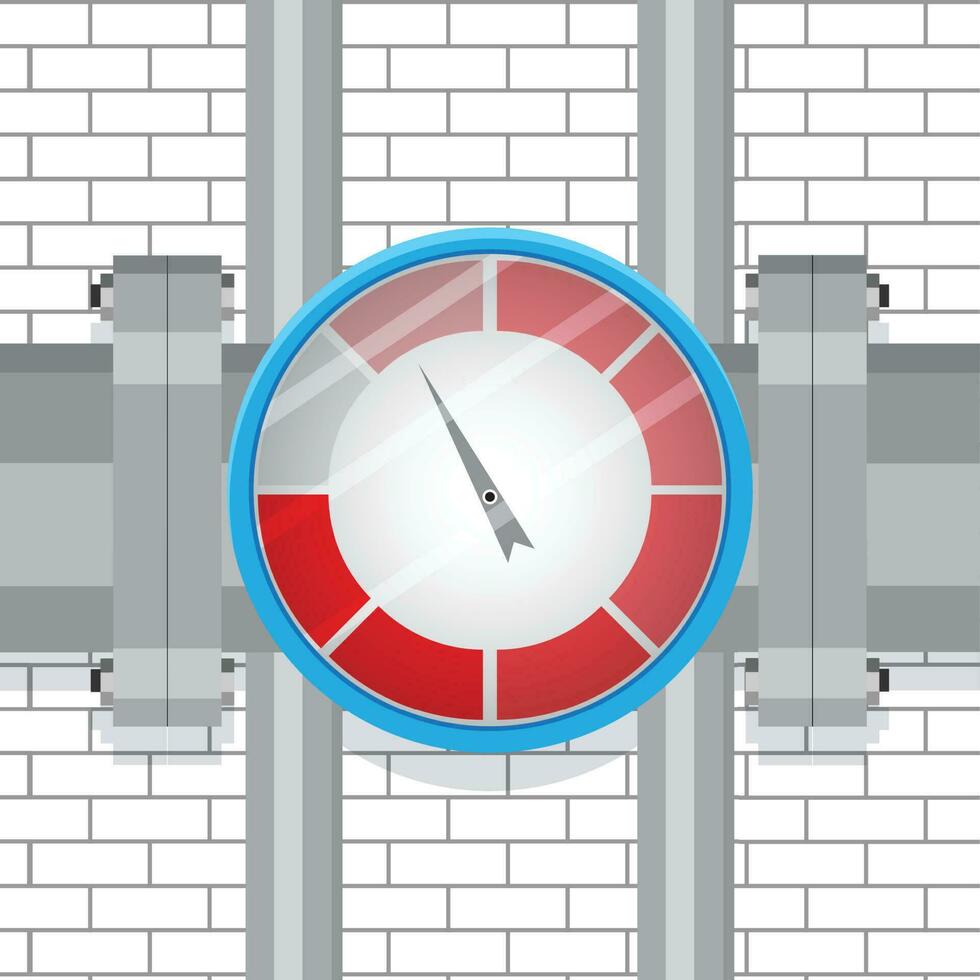 Spektrum Indikator auf das Rohr. Index und Zeiger Pfeil, messen Druck oder Temperatur. Vektor Illustration