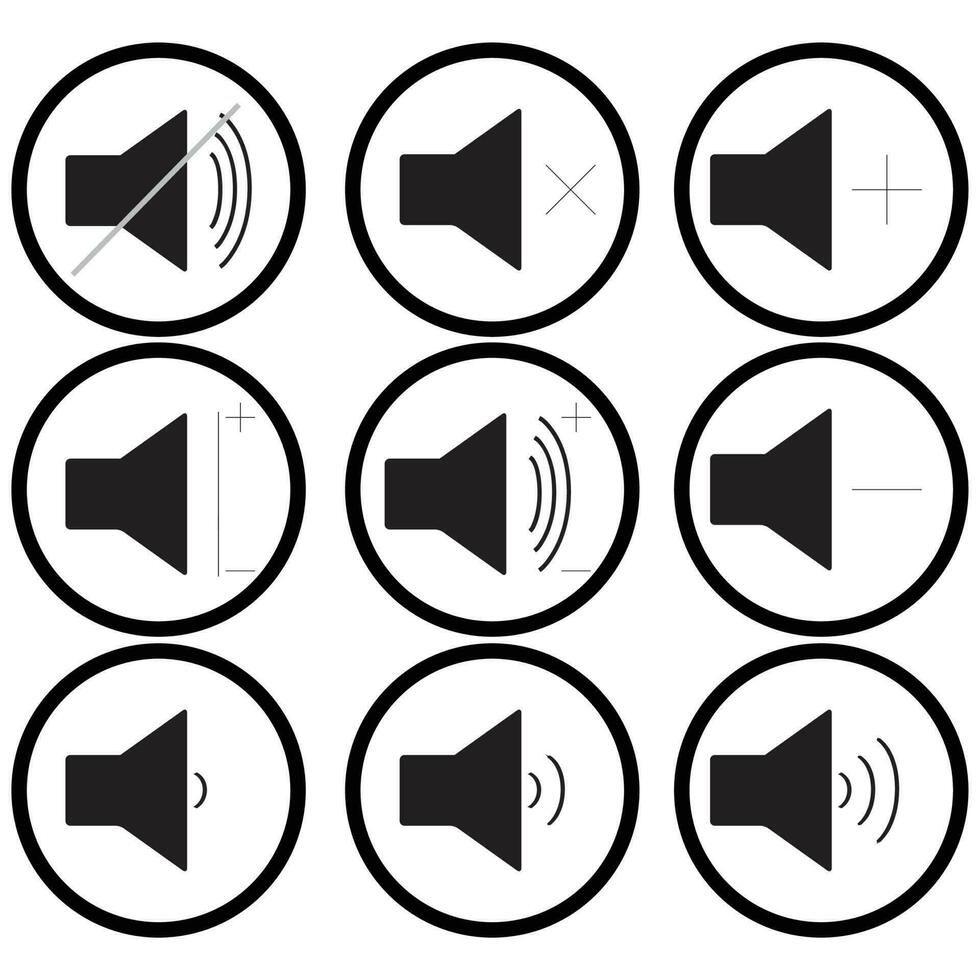 uppsättning av ljud ikoner svartvit vektor
