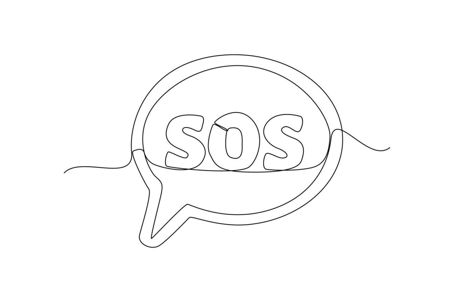 kontinuierlich eine Linie Zeichnung von Notfall SOS Plaudern Symbol. Notfall SOS Konzept. Single Linie Zeichnung Design Grafik Vektor Illustration