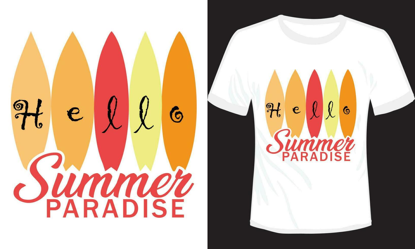 Hej sommar paradis skridsko t-shirt design vektor illustration