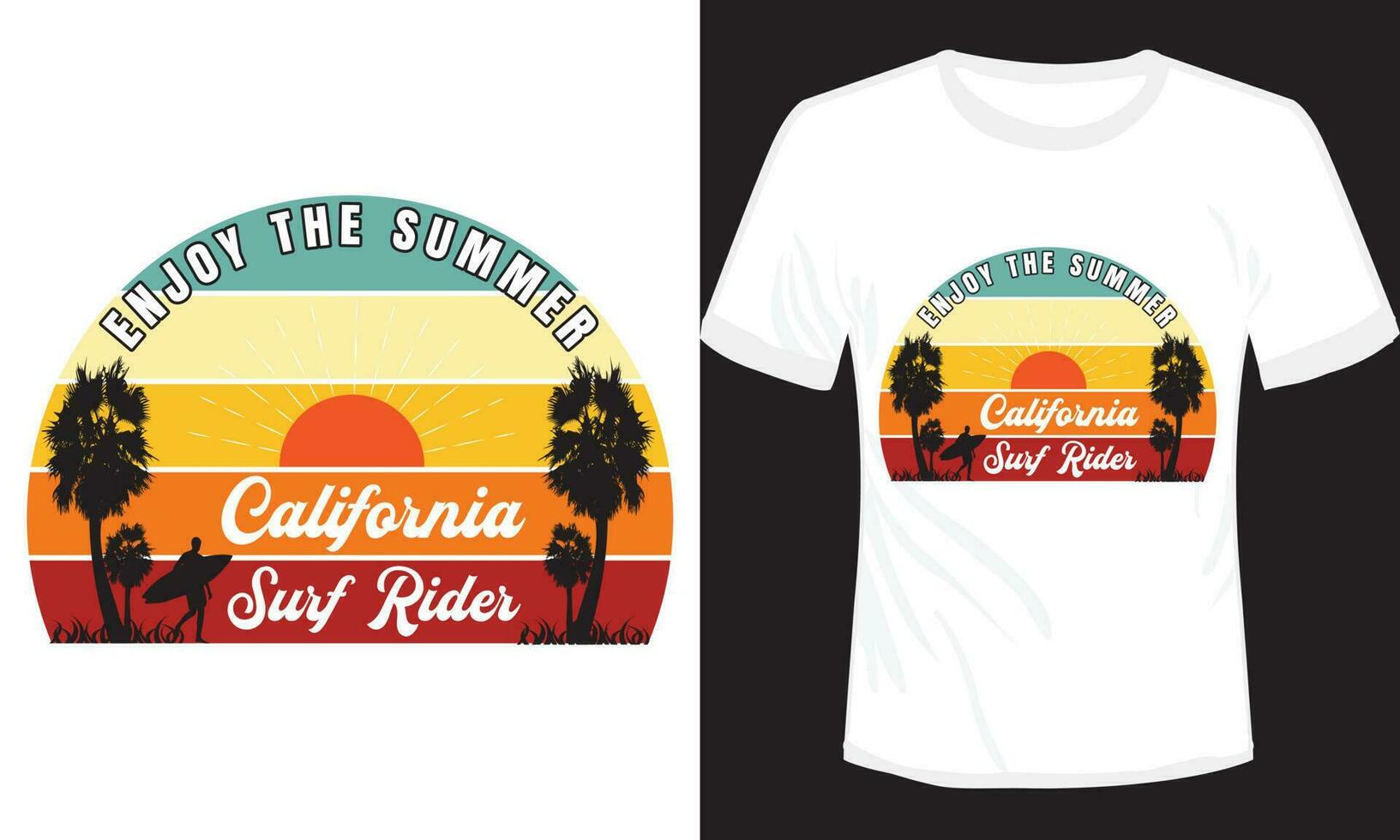 Kalifornien Surfen Fahrer T-Shirt Design Vektor Illustration