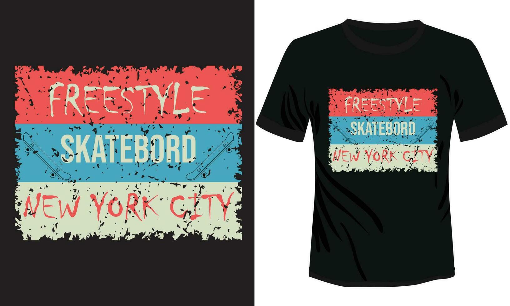 freestyle skateboard, sk8 t-shirt vektor design, redo till skriva ut vit skridsko t-shirt vektor illustration ny york stad skateboard t-shirt design