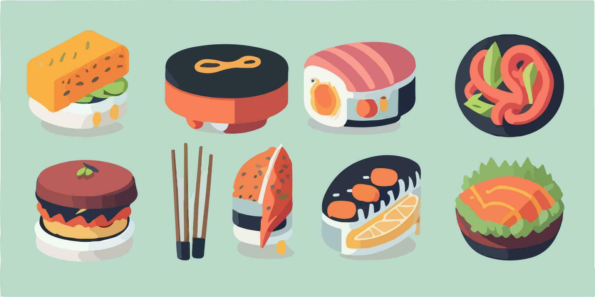 söt sushi glädje, roligt och färgrik vektor illustration