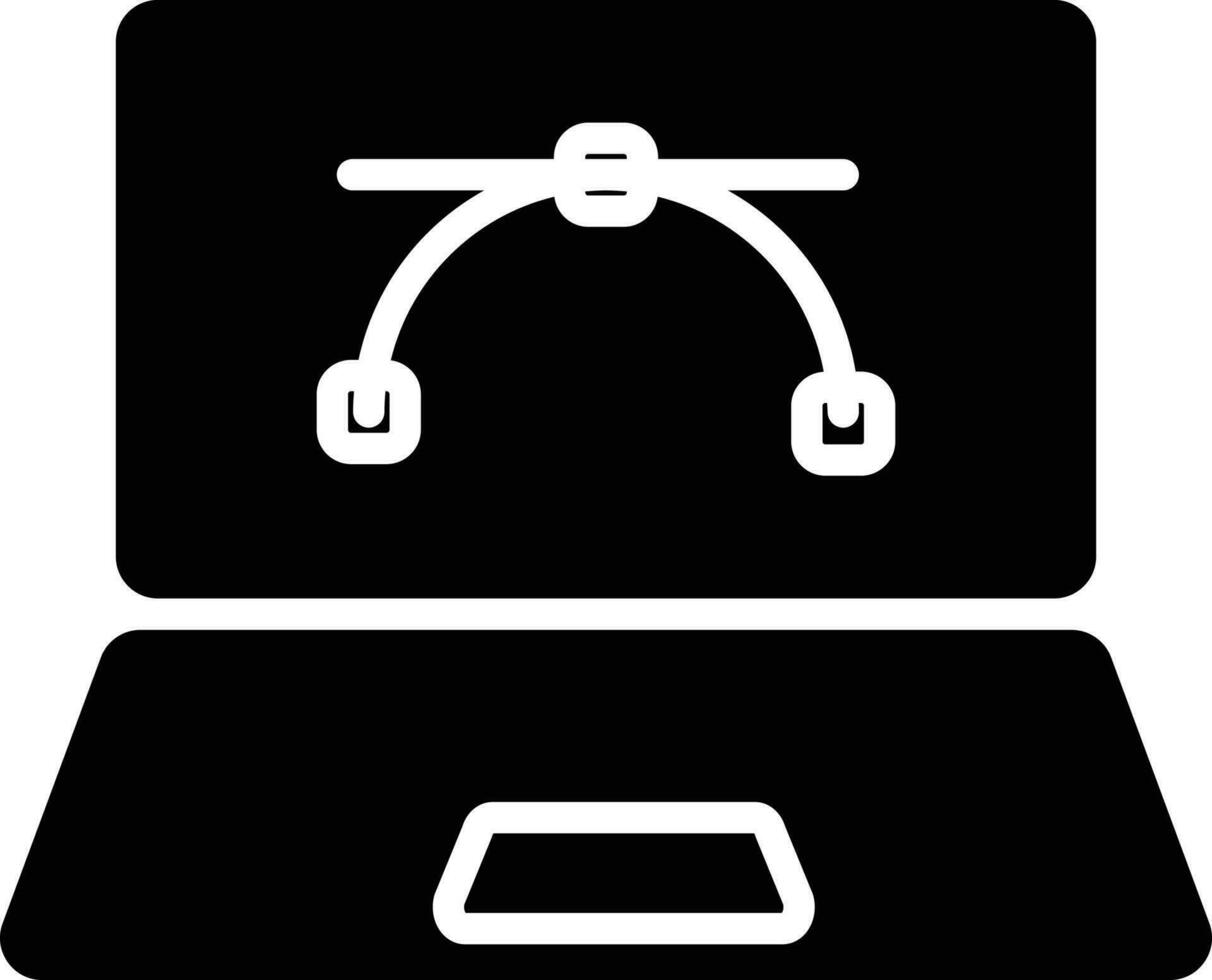 Glyphe Stil Stift Werkzeug im Laptop Bildschirm Symbol. vektor