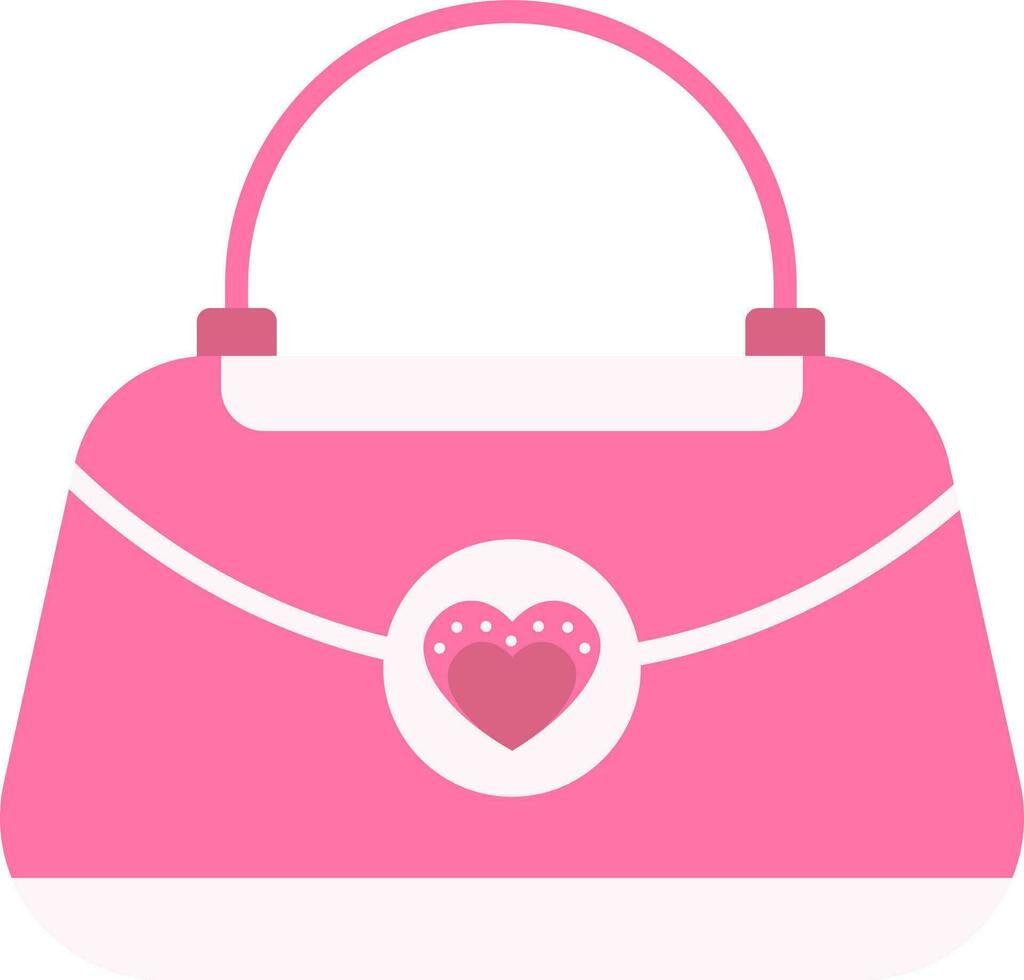 Herz Symbol auf weiblich Handtasche eben Symbol im Rosa Farbe. vektor