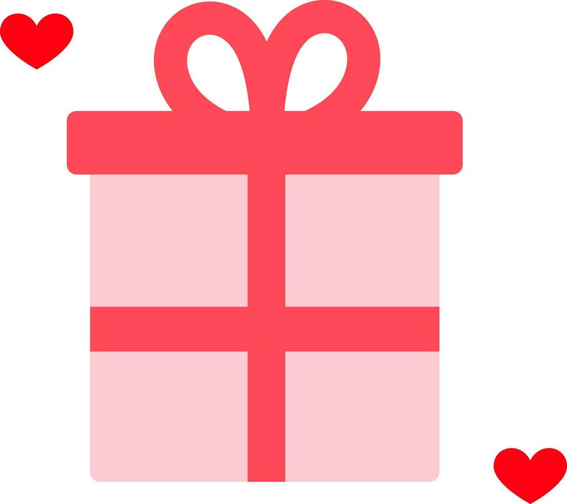 isolerat gåva låda med hjärtan platt ikon i röd och rosa Färg. vektor