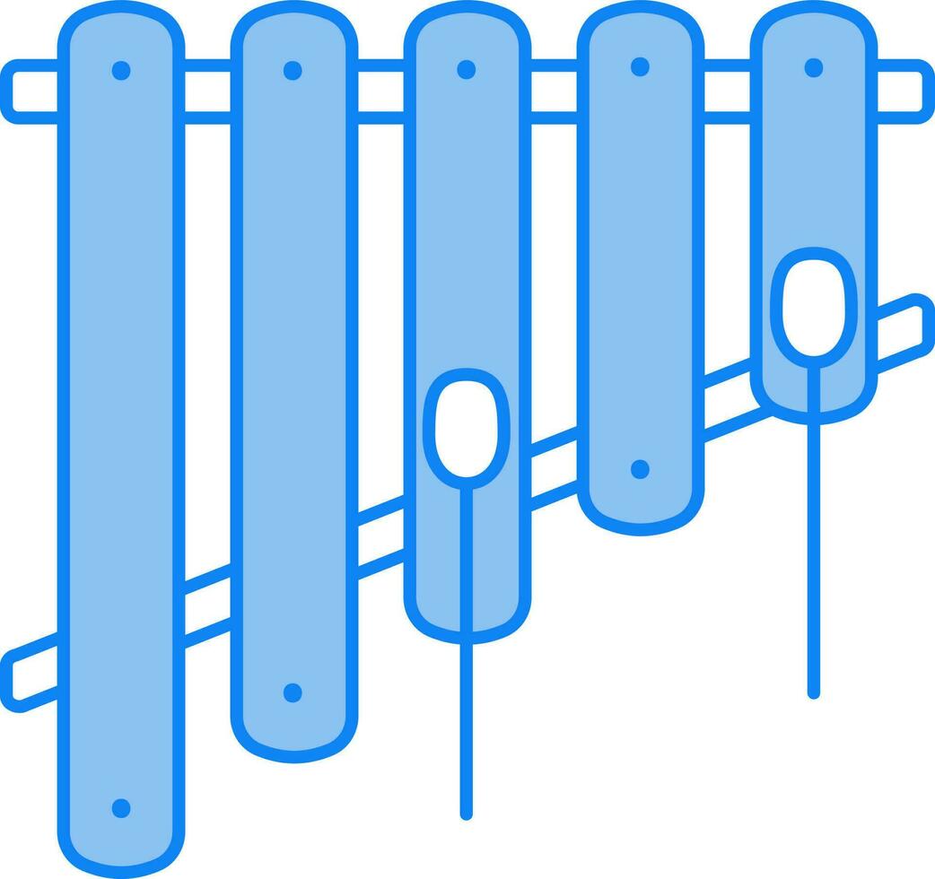 platt stil xylofon ikon i blå och vit Färg. vektor