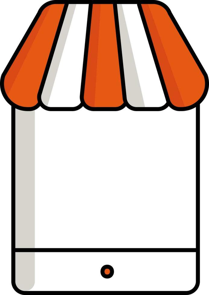 uppkopplad handla från smartphone orange och vit ikon. vektor