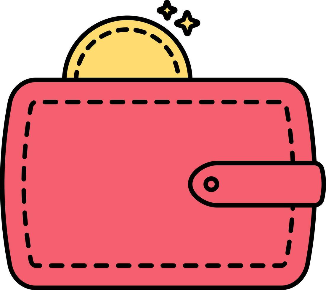 Geld im Brieftasche zum Kasse Zahlung rot und Gelb Symbol. vektor