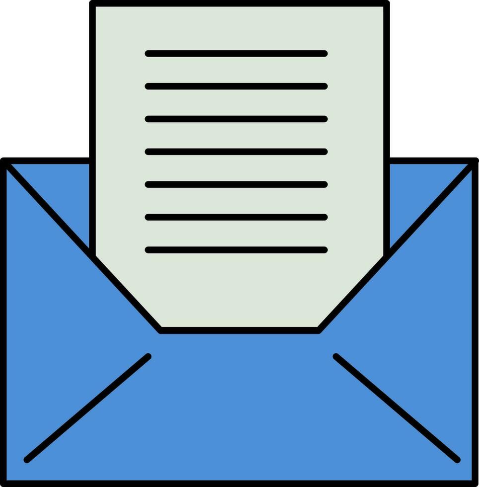 öffnen Briefumschlag mit Papier Symbol im Blau und grau Farbe. vektor