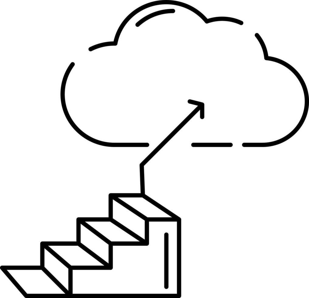 Treppe mit Wolke oder Werdegang Symbol im eben Stil. vektor