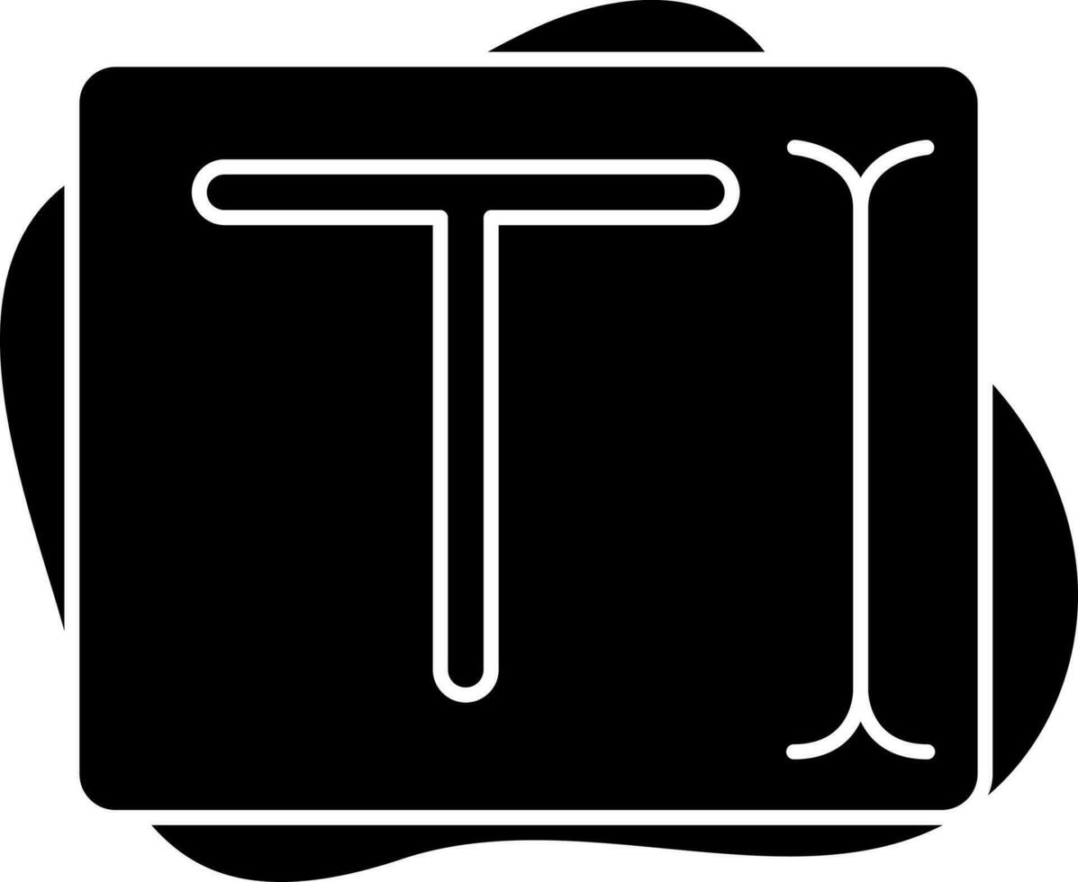Glyphe Stil t Alphabet orjunction Symbol auf schwarz Hintergrund. vektor