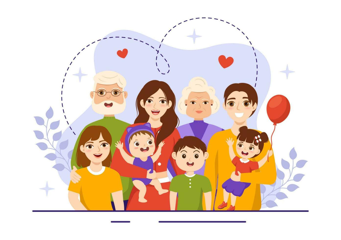 Familie Werte Vektor Illustration von Mutter, Vater und Kinder durch Seite mit jeder andere im Liebe und Glück eben Karikatur Hand gezeichnet Vorlagen