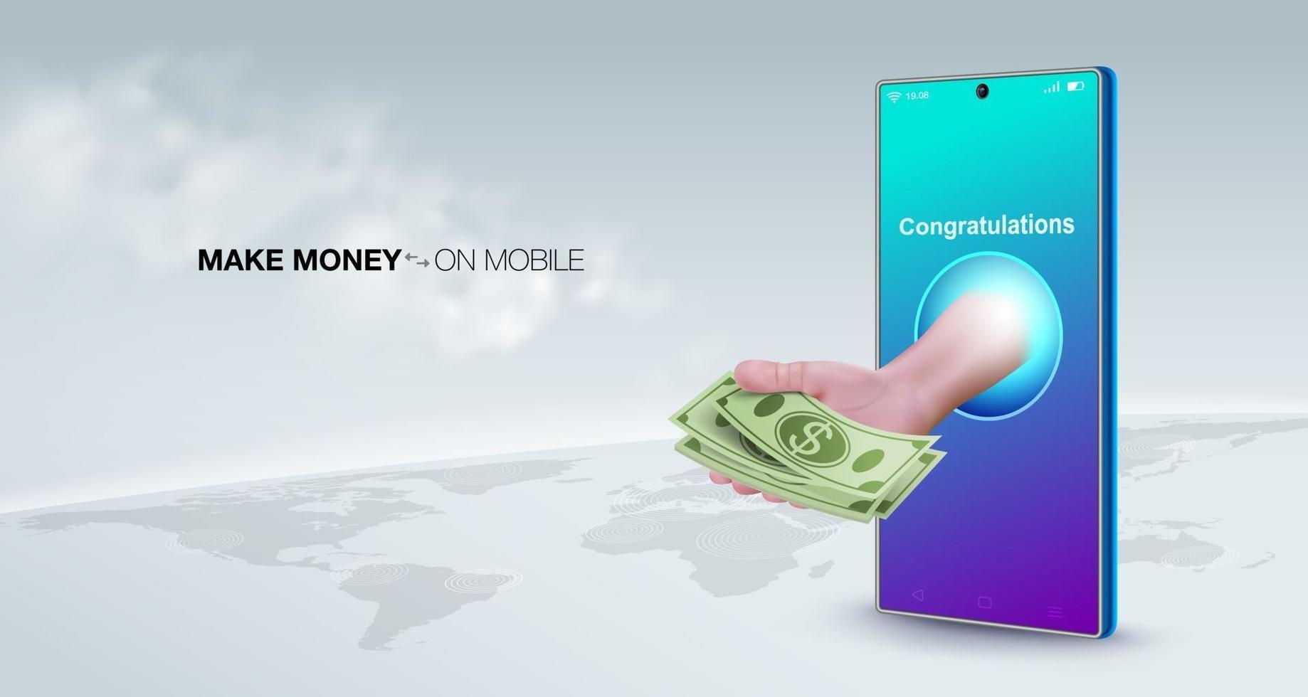 Smartphones verdienen online Geld vektor