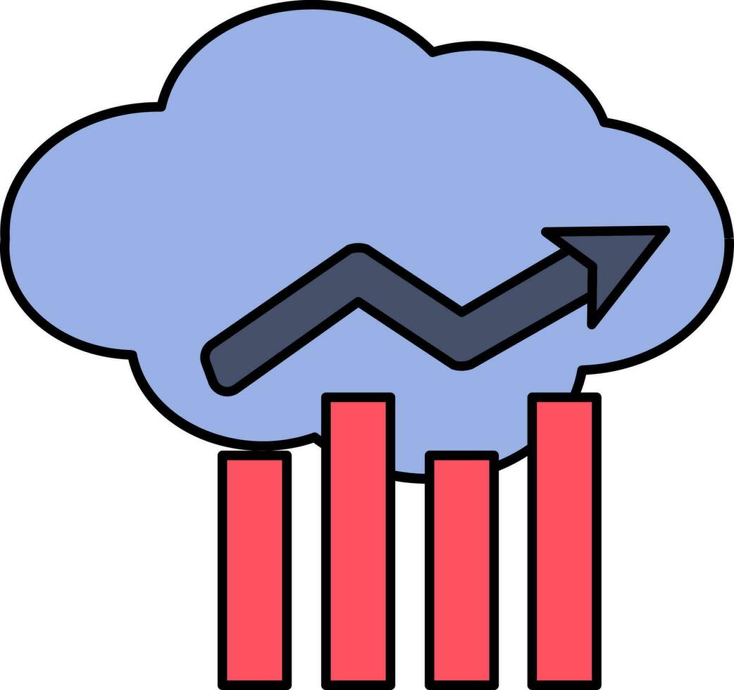 blå och röd moln analys ikon eller symbol. vektor