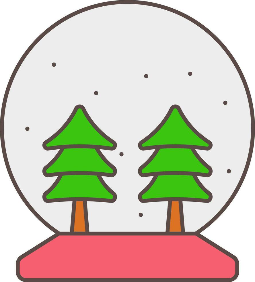 jul snö klot med träd färgrik ikon i platt stil. vektor